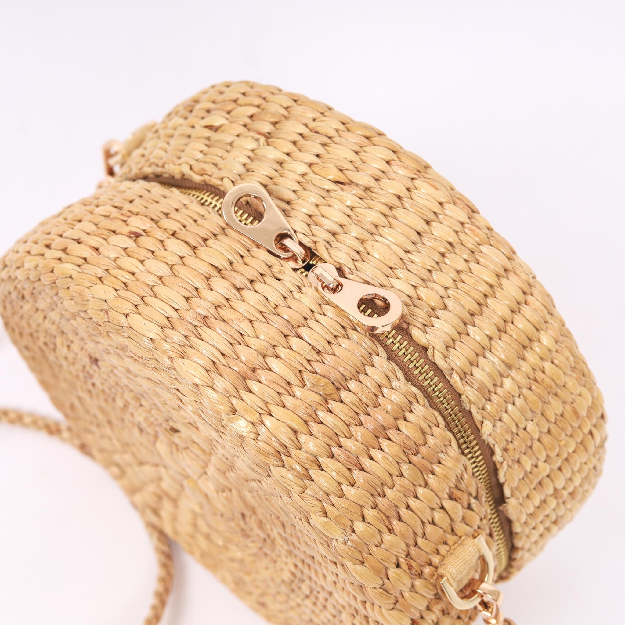 Round Wicker Straw Rattan Bag Women Heart Summer Hand Woven Beach Shoulder  Purse | eBay