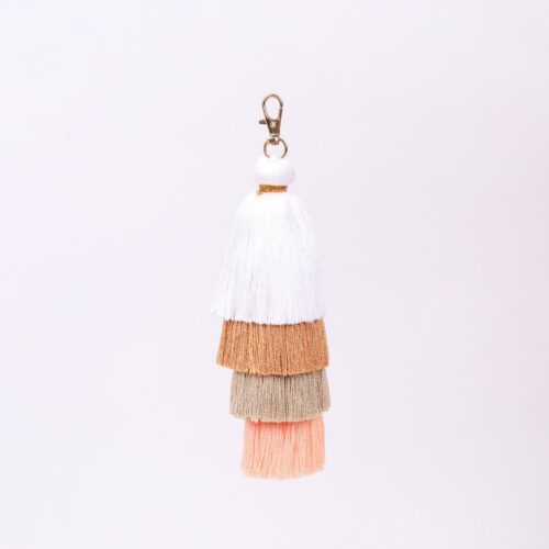 Ombre brown tassel keychain with golden hook