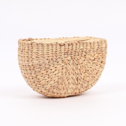 small women clutch is hand woven and made from hyacinth straw